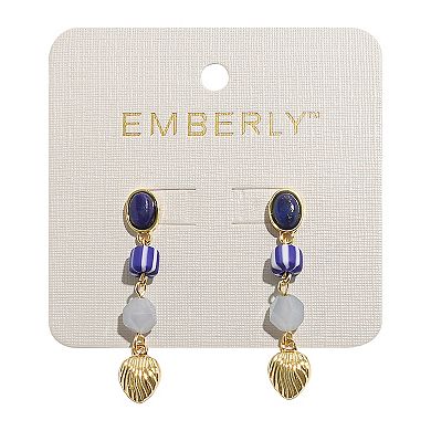 Emberly Gold Tone Ceramic Linear Drop Earrings