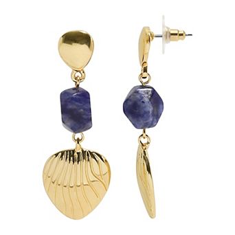 Emberly Gold Tone Heart Bead Linear Drop Earrings