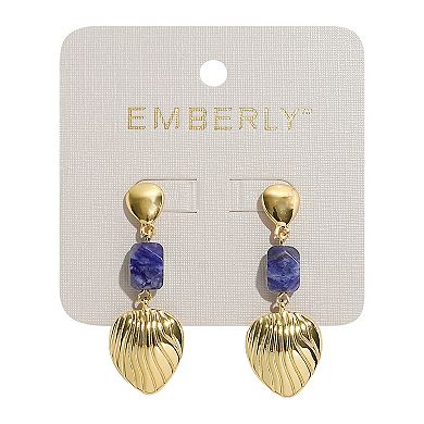 Emberly Gold Tone Heart Bead Linear Drop Earrings