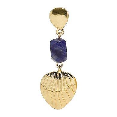 Emberly Gold Tone Heart Bead Linear Drop Earrings