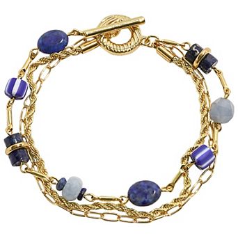 Emberly Gold Tone Ceramic Beads Multi-Chain Bracelet