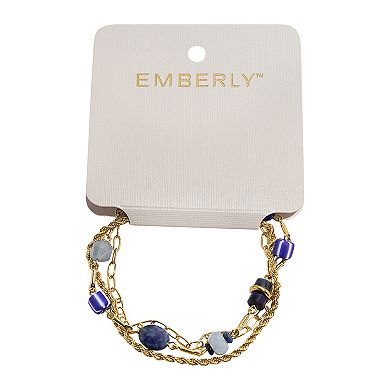 Emberly Gold Tone Ceramic Beads Multi-Chain Bracelet