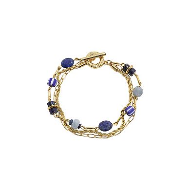 Emberly Gold Tone Ceramic Beads Multi-Chain Bracelet