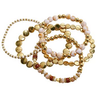 Emberly Gold Tone 5-Pack Acrylic Beaded Bracelet Set