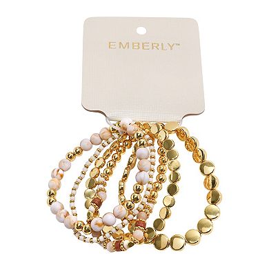 Emberly Gold Tone 5-Pack Acrylic Beaded Bracelet Set