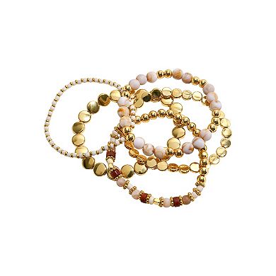 Emberly Gold Tone 5-Pack Acrylic Beaded Bracelet Set