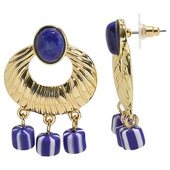 Emberly Gold Tone Ceramic Bead Dangle Earrings