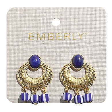 Emberly Gold Tone Ceramic Bead Dangle Earrings