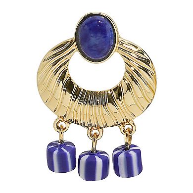 Emberly Gold Tone Ceramic Bead Dangle Earrings
