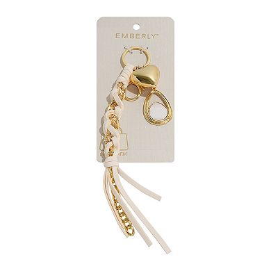 Emberly Gold Tone Braid Charm Keychain