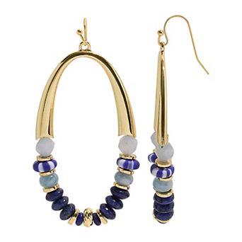 Emberly Gold Tone Ceramic Beaded Oval Earrings