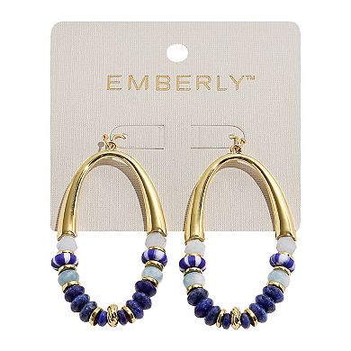 Emberly Gold Tone Ceramic Beaded Oval Earrings