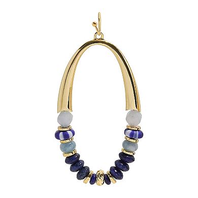Emberly Gold Tone Ceramic Beaded Oval Earrings