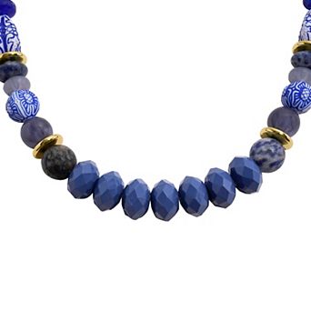 Emberly Gold Tone Acrylic Bead Chain Necklace