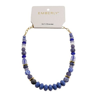 Emberly Gold Tone Acrylic Bead Chain Necklace