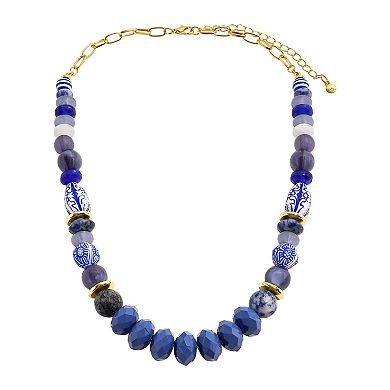 Emberly Gold Tone Acrylic Bead Chain Necklace