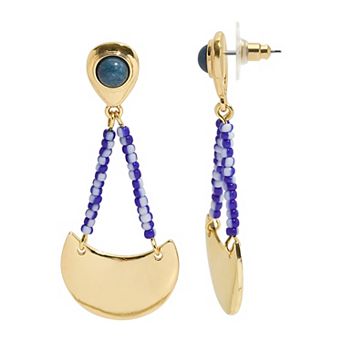 Emberly Gold Tone Glass Bead Drop Earrings