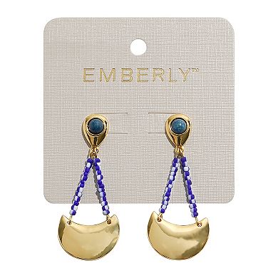 Emberly Gold Tone Glass Bead Drop Earrings