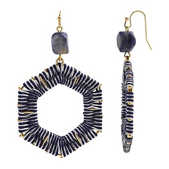 Emberly Gold Tone Thread Hook Hexagon Earrings