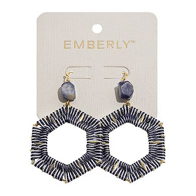 Emberly Gold Tone Thread Hook Hexagon Earrings