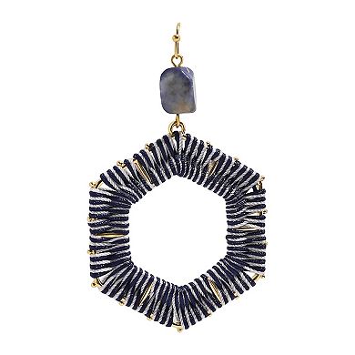 Emberly Gold Tone Thread Hook Hexagon Earrings