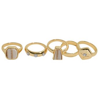 Emberly Gold Tone 5-Pack Ring Set