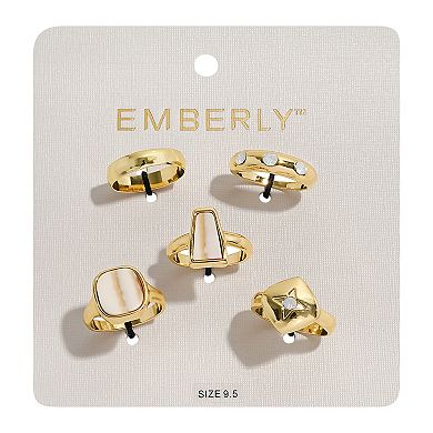 Emberly Gold Tone 5-Pack Ring Set