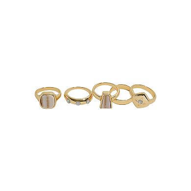 Emberly Gold Tone 5-Pack Ring Set