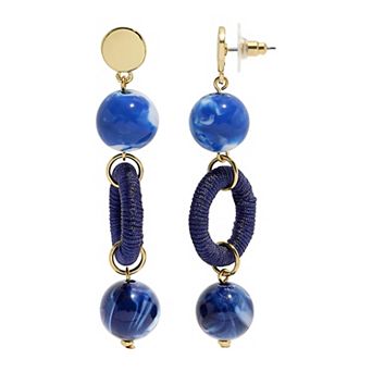 Emberly Gold Tone Thread Wrap Linear Drop Earrings