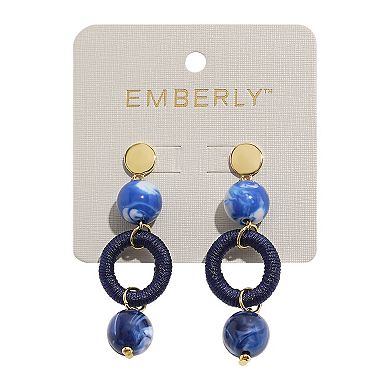 Emberly Gold Tone Thread Wrap Linear Drop Earrings