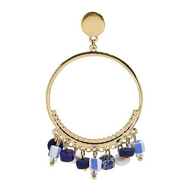 Emberly Gold Tone Shaky Bead Drop Hoop Earrings
