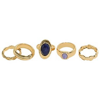 Emberly Gold Tone 5-Pack Ring Set