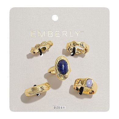 Emberly Gold Tone 5-Pack Ring Set