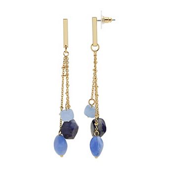 Emberly Gold Tone Beaded Chain Dangle Earrings