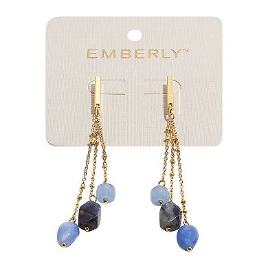 Emberly Gold Tone Beaded Chain Dangle Earrings