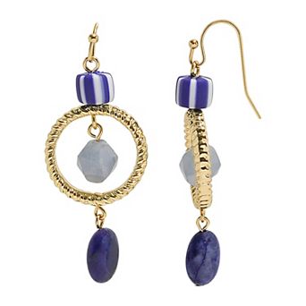 Emberly Gold Tone Beaded Twist Hook Earrings