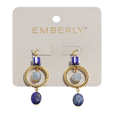 Emberly Gold Tone Beaded Twist Hook Earrings