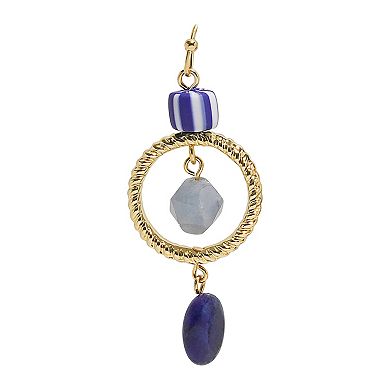 Emberly Gold Tone Beaded Twist Hook Earrings