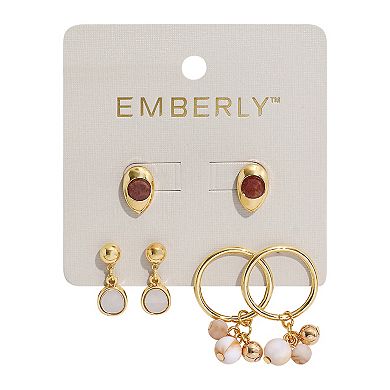 Emberly Gold Tone 3-Pack Teardrop Earrings Set