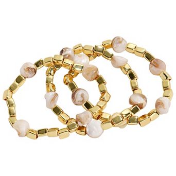 Emberly Gold Tone 3-Pack Beaded Bracelet Set