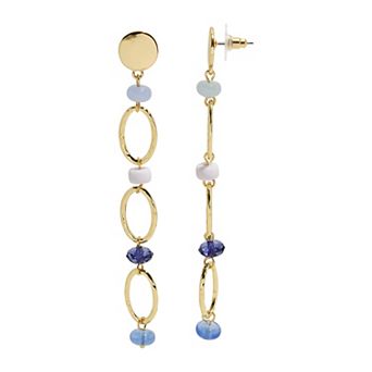 Emberly Gold-Tone Beaded Linear Post Earrings