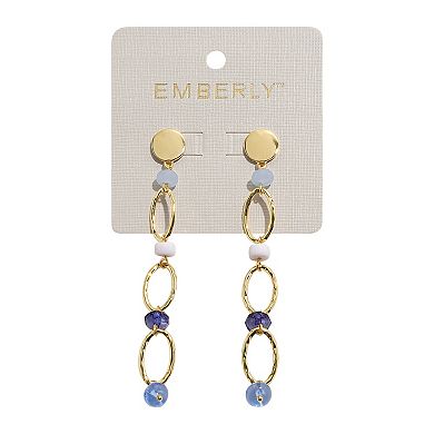 Emberly Gold-Tone Beaded Linear Post Earrings