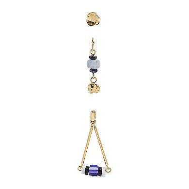 Emberly 3-Pair Gold-Tone Beaded Stud & Drop Earring Set