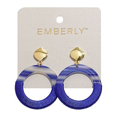 Emberly Gold-Tone Textured & Marbled Circle Drop Earrings