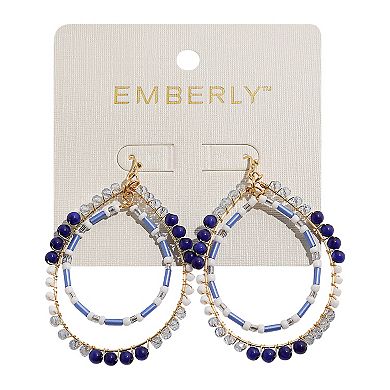 Emberly Gold-Tone Beaded Double Teardrop Dangle Earrings