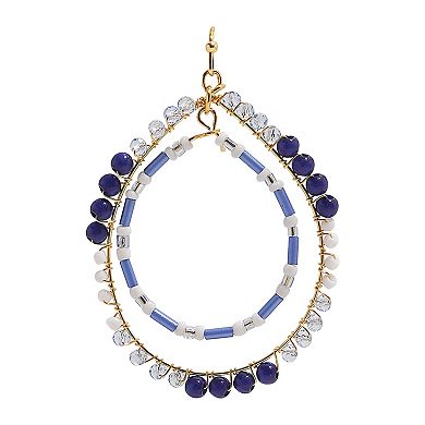 Emberly Gold-Tone Beaded Double Teardrop Dangle Earrings