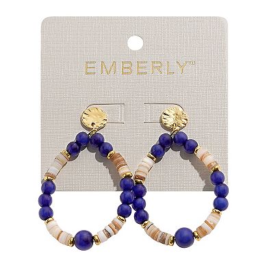 Emberly Gold-Tone Blue Beaded Drop Earrings