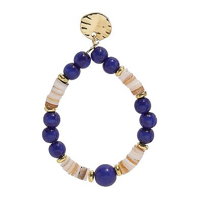 Emberly Gold-Tone Blue Beaded Drop Earrings