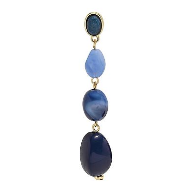 Emberly Gold-Tone Blue Stone Linear Post Earrings