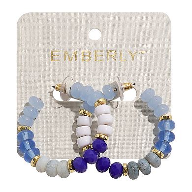Emberly Gold-Tone Bead J-Hoop Earrings